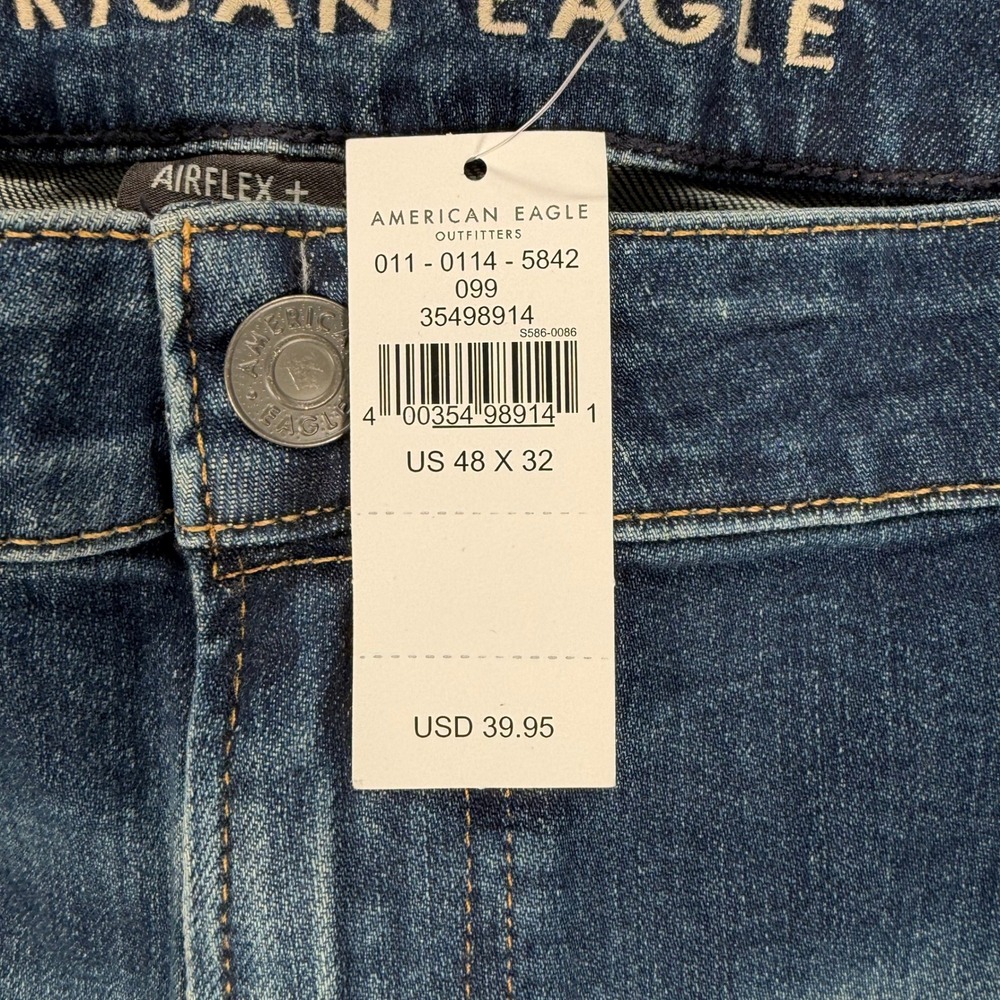 American Eagle Mens Airflex+ Athletic Skinny Jeans Storm Dark 48x32 NWT #4122 - Picture 9 of 12